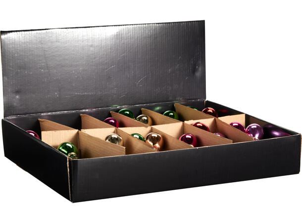 Juletrepynt ballong glass klyp 13cm 4ass Display 12stk 