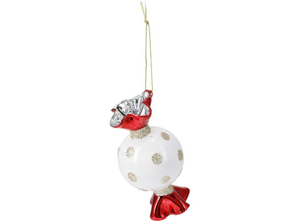 Juletrepynt drops glass røde 10,7cm 3ass Forpk 12stk 3 design m/sølvtråd 