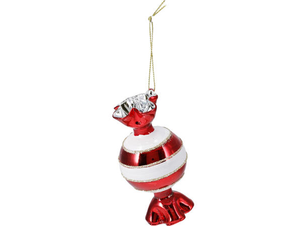 Juletrepynt drops glass røde 10,7cm 3ass Forpk 12stk 3 design m/sølvtråd 