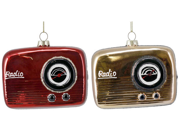 Juletrepynt radio glass 10,5cm 2ass Display 12stk 