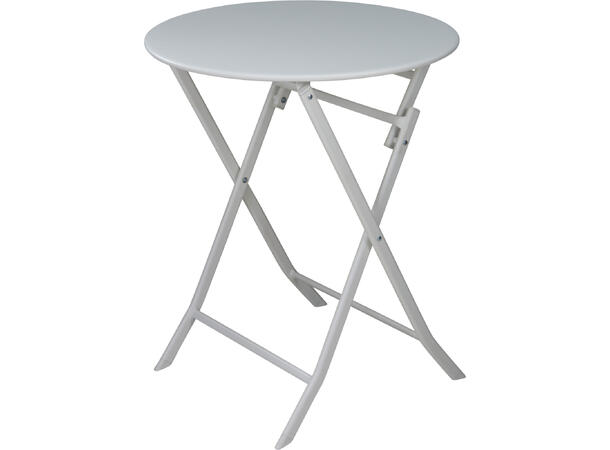 Kafésett hvit metall bord og 2 stoler Bord 60x71cm Stol: 50x42x81cm 