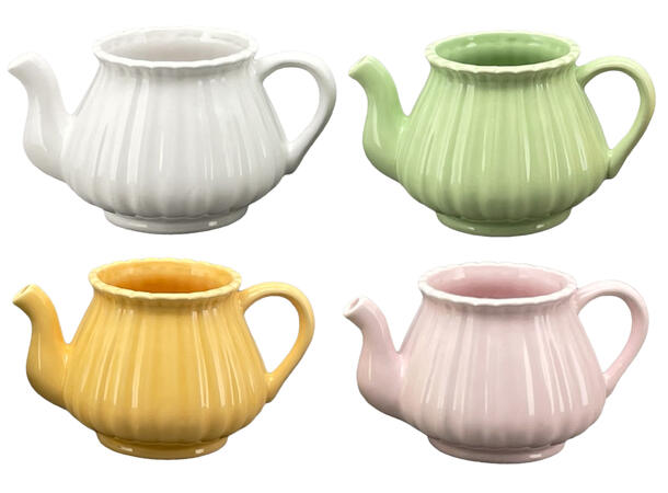 Kanne stripet pastell keramikk 11cm 4ass Forpk 8stk 19x14x11cm 