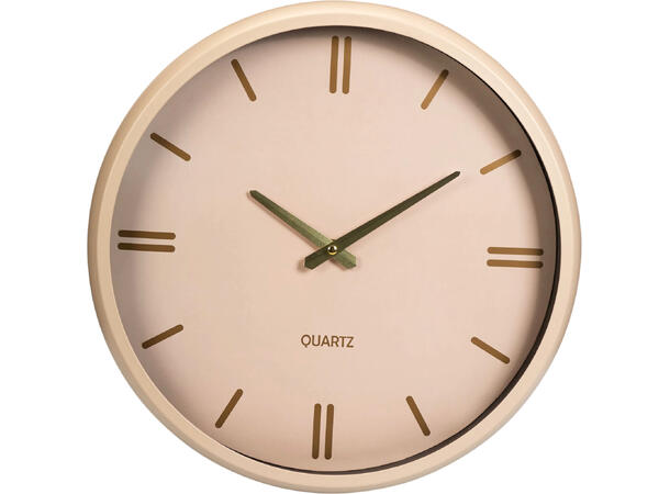 Klokke vegg PP/metall 38x38cm krem Batteri: 1xAA ikke inkl 