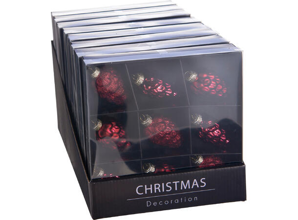 Kongler glass burg 8,6cm 9stk 9 stk i sort gaveeske 