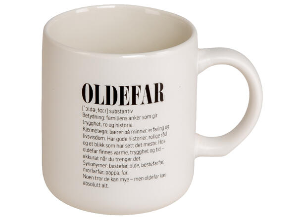 Krus definisjon hvit m/sort Oldefar 330ml 8x9cm 200g 
