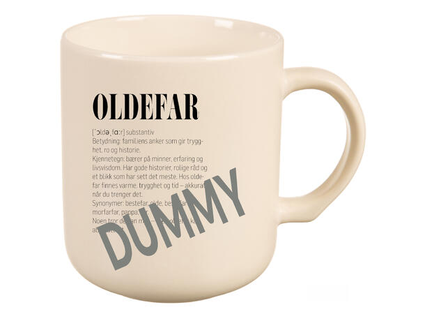 Krus definisjon hvit m/sort Oldefar 330ml 8x9cm 200g 