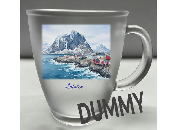 Krus froste glass m/coaster Lofoten 10cm 12x9x10cm. Glassbrikke i bambustre 