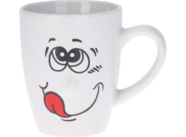 Krus hvit m/fjes 8x10cm 300ml 3ass Forpk 6stk 