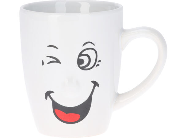 Krus hvit m/fjes 8x10cm 300ml 3ass Forpk 6stk 