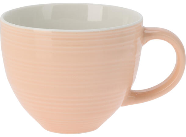 Krus jumbo porselen 11x9,5cm 6ass 520ml To-farget med pregede striper 