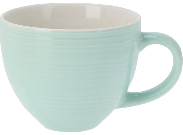 Krus jumbo porselen 11x9,5cm 6ass 520ml To-farget med pregede striper 