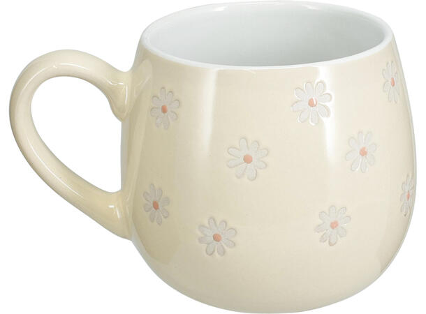 Krus m/preget blomster 450ml 4ass 9x11cm 