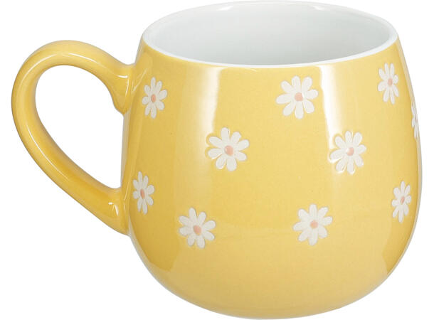 Krus m/preget blomster 450ml 4ass 9x11cm 