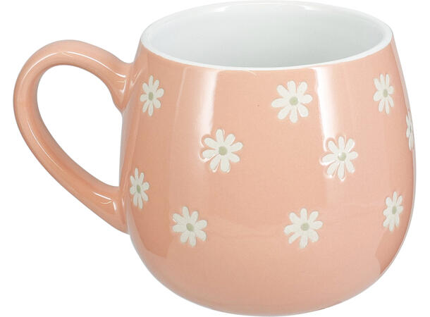 Krus m/preget blomster 450ml 4ass 9x11cm 