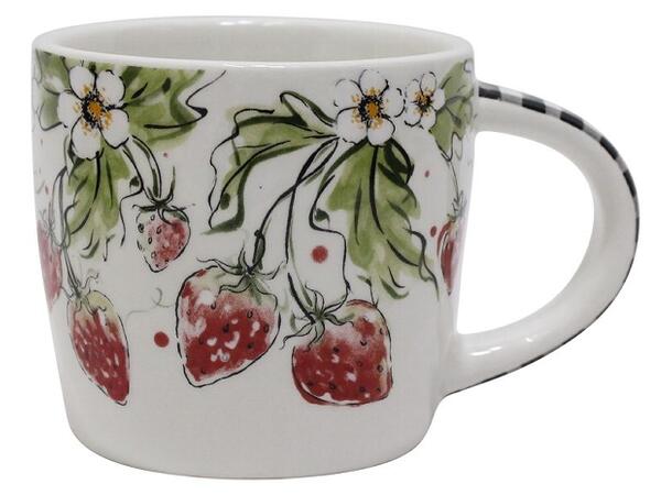 Krus med jordbær keramikk 13,7x9,7x9cm 