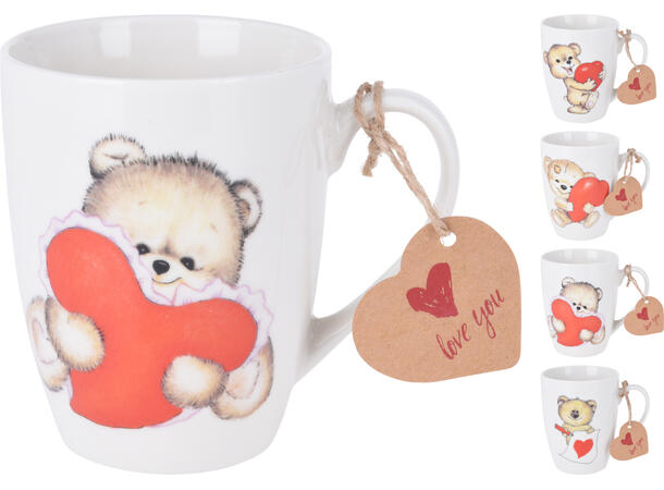 Krus porselen hvit m/bamse 12x9x11cm Volum: 330ml Med gavelapp 