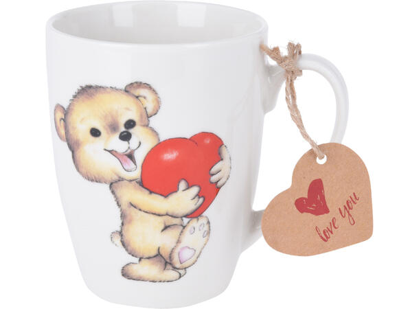 Krus porselen hvit m/bamse 12x9x11cm Volum: 330ml Med gavelapp 