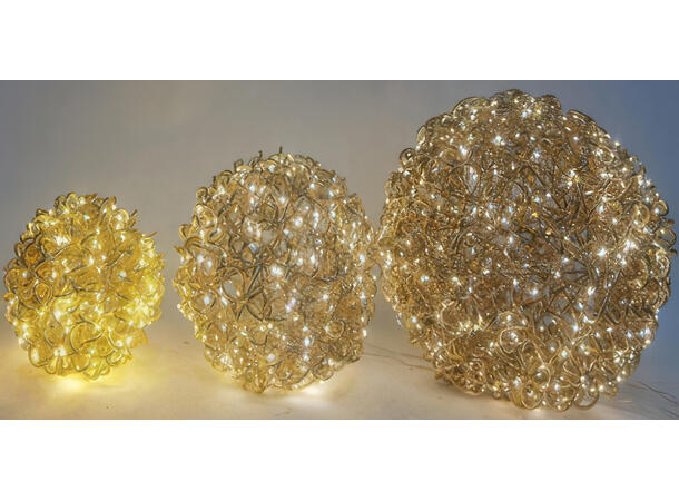 Kule 600LED pærer gull metall 40cm IP44 24V/6W 5m ledning Timer 6/18 