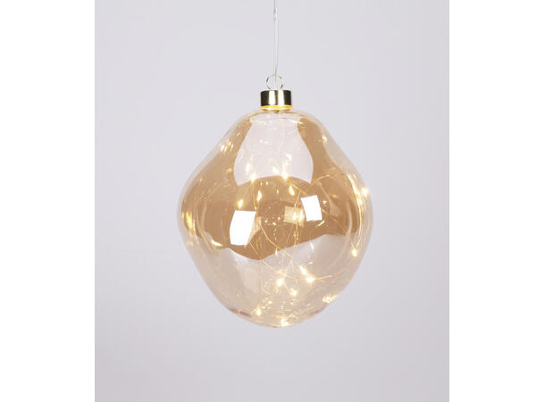 Kule organisk glass gull LED 12cm 2pk Batteri 3xAA ekskl. Timer 