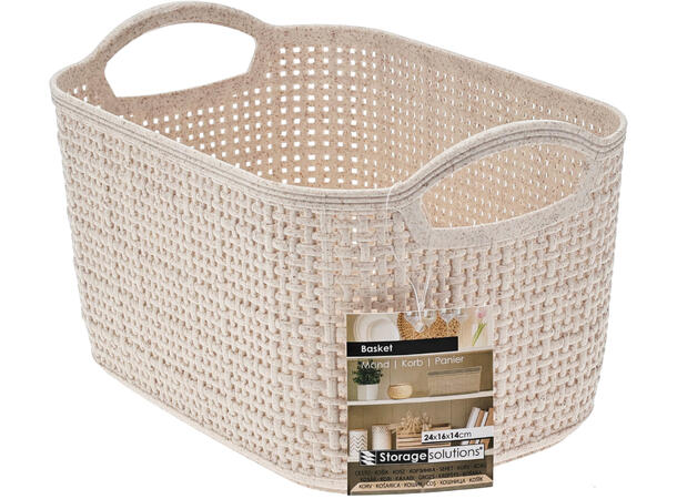 Kurv beige rutet design PP 24x16x14cm 