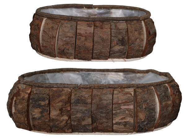 Kurv blomsterpotte tre m/plast 27x18x8cm 