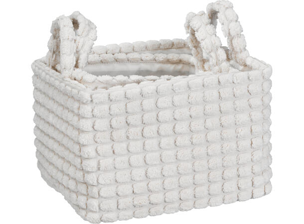 Kurv jordfarger fløyel/pels 6ass s/2 24x24x18cm 28x28x19cm 