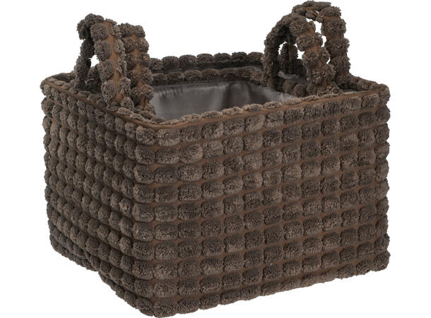 Kurv jordfarger fløyel/pels 6ass s/2 24x24x18cm 28x28x19cm 