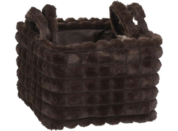 Kurv jordfarger fløyel/pels 6ass s/2 24x24x18cm 28x28x19cm 