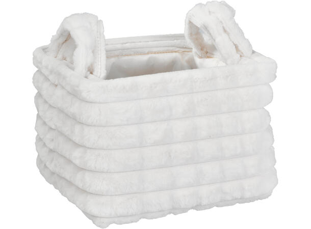 Kurv jordfarger fløyel/pels 6ass s/2 24x24x18cm 28x28x19cm 