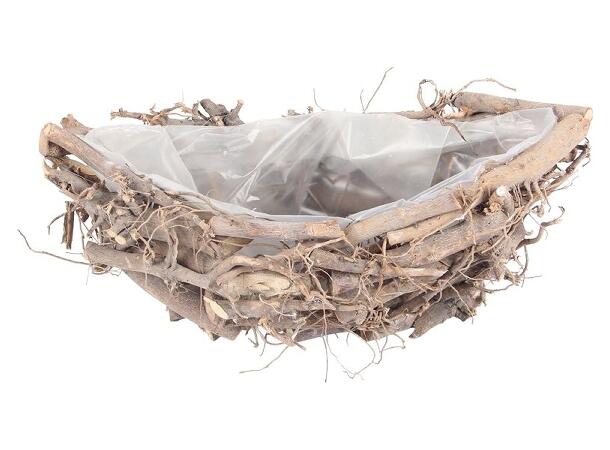 Kurv oval natur flettet tre 35x17x14cm Med plast 