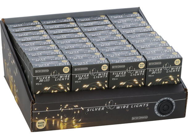 LED lyslenke 20 varmhvite lys 95cm Display 36stk Batteri 3xAAA 