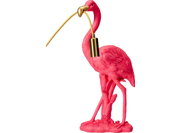 Lampe bord rosa flamingo poly 21x45cm Ledning 180cm m/bryter E14 lyspære 