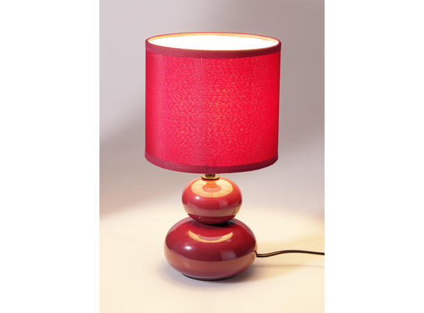 Lampe keramikk rød m/skjerm h:29,5cm Lyspære E14 Max 40W 