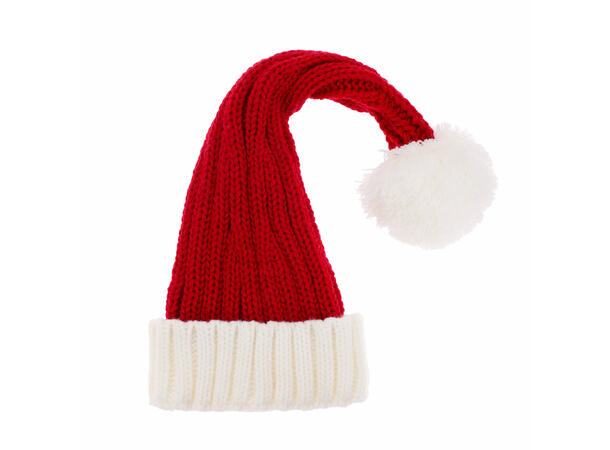 Lue barn Ribbestrikk rød m/hvit 0-2år 