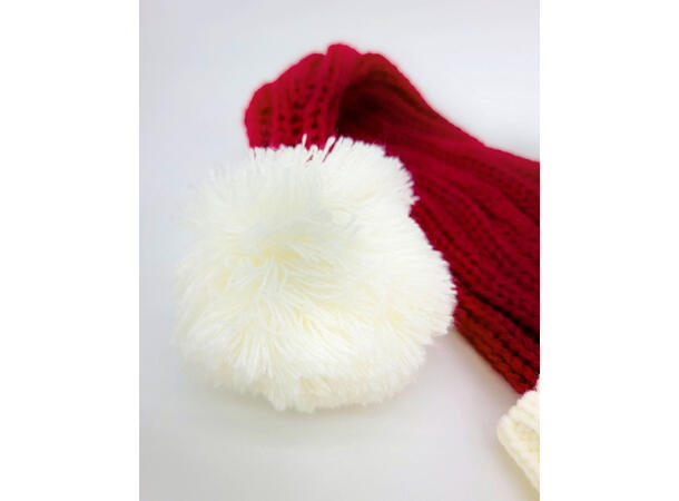 Lue barn Ribbestrikk rød m/hvit 0-2år 