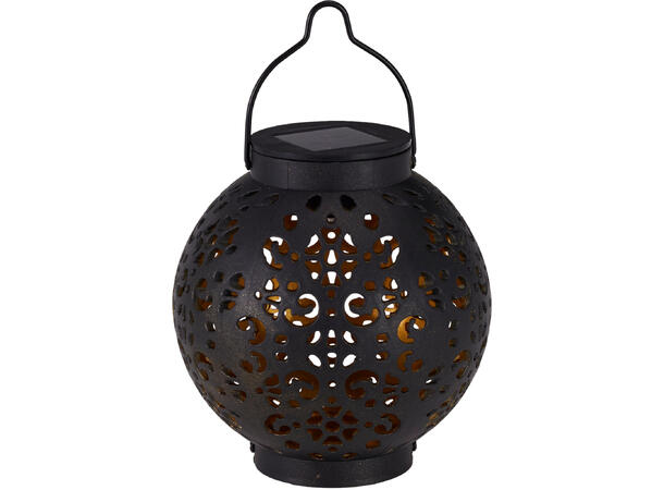 Lykt PP Solar 9,5cm varm LED sort/gull Display 18stk 