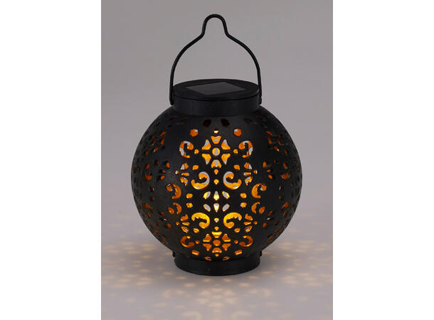 Lykt PP Solar 9,5cm varm LED sort/gull Display 18stk 