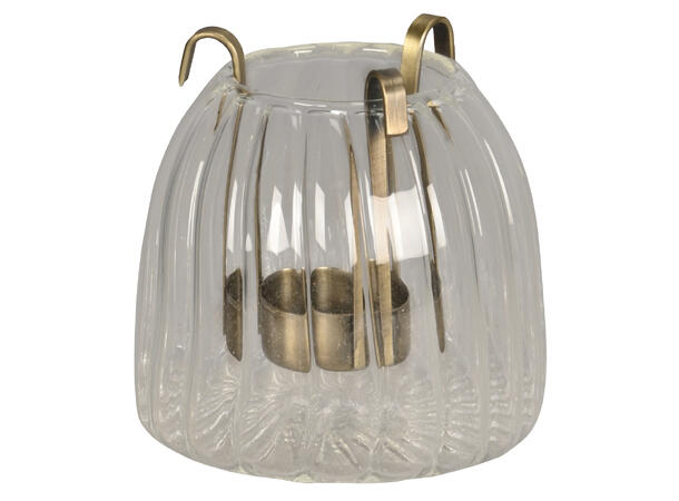 Lykt blank glass med telysestake 10x10cm 