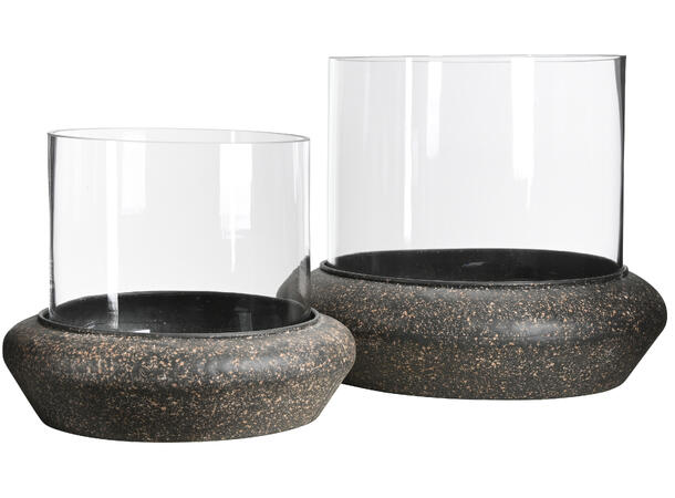 Lykt lysfat antikksort m/gull s/2 27x27cm 32,5x28cm 