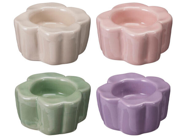 Lysestake blomst pastell 8x4cm 4ass Diplay 24stk 