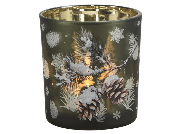 Lysglass brun/grønn m/kvister 7,5x8cm 