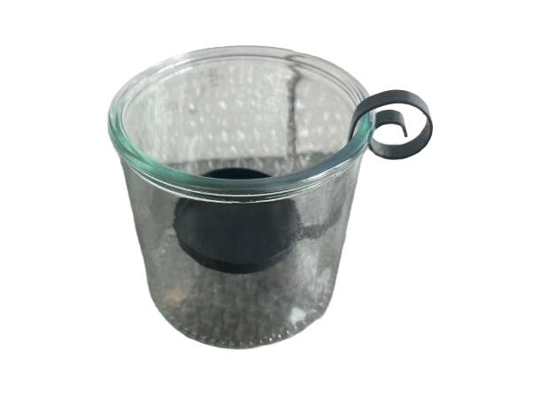 Lysglass m/lysestake glass/metall 12cm 