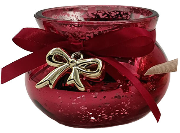 Lysglass telys rødt glass 10x10x7,5cm 