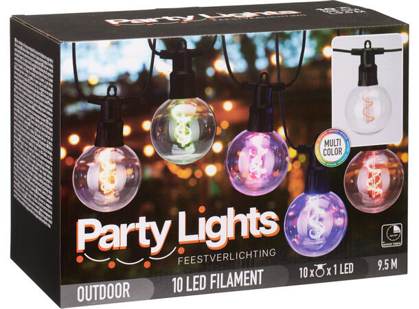 Lyslenke 10stk LED 10m 8x11cm flerfarget 