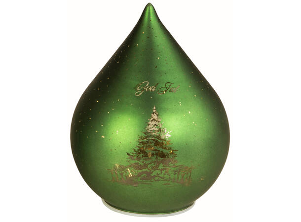 Lyslykt LED God Jul grønn dråpe 16cm Batteri: AAAx3 T: 6/18t 15LED 