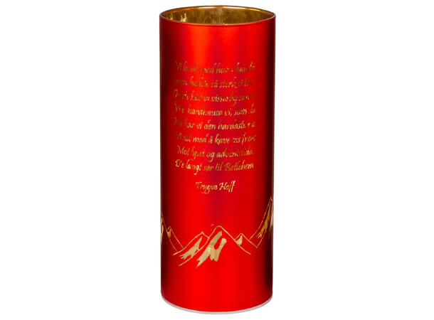 Lyslykt LED Nord norsk v2 rød 8x20cm Batteri 2xAA Timer 6/18t 15 ledpærer 