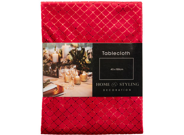 Løper rød diamantprint fløyel 45x150cm Velurpolyester 