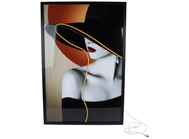 Maleri Lady med LED-lys 60x90x3cm 