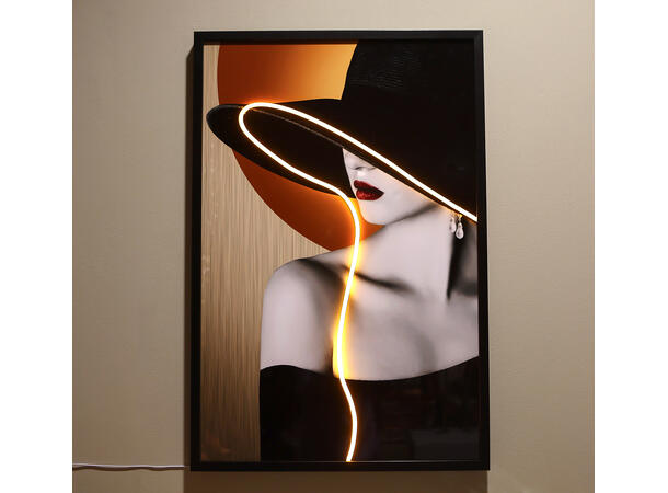 Maleri Lady med LED-lys 60x90x3cm 