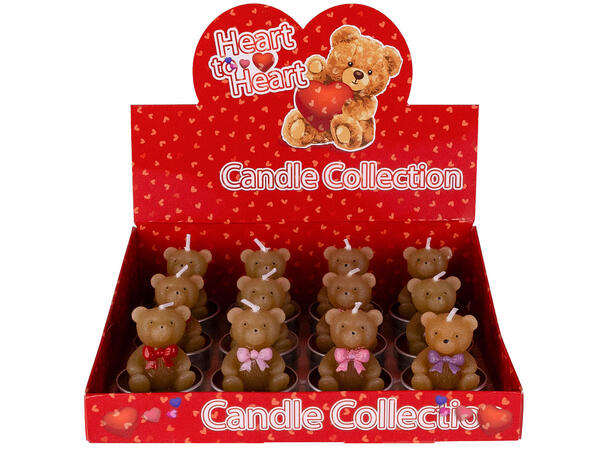 Motivlys bamse ca. 5 cm assortert sløyfe Display 12stk 